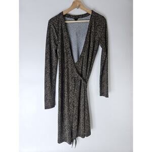 Ann Taylor Polka Dot Front Wrap Mini Dress Long Sleeve Size 0